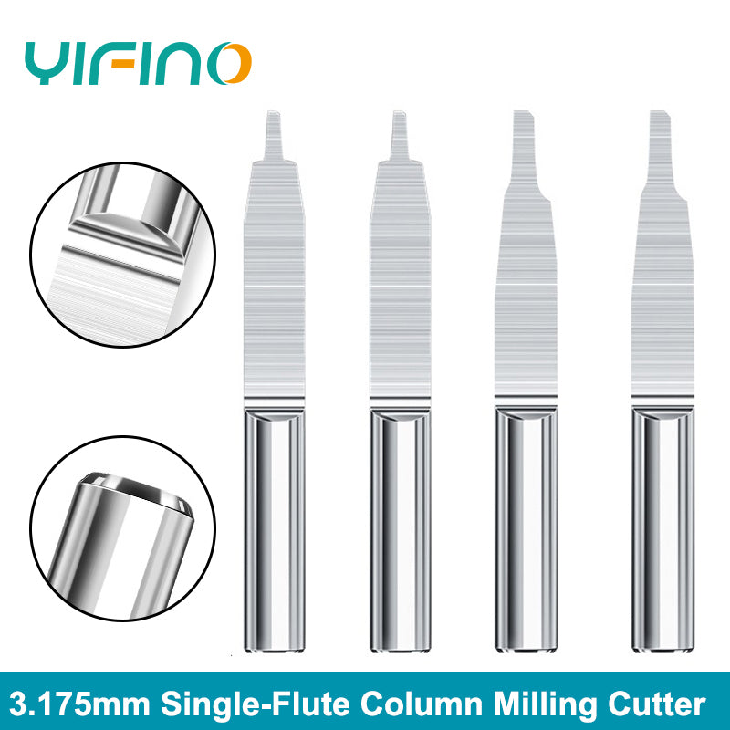 YIFINO Single Slot Column Cutter Cnc Milling Cutter Carving Drill Bit 3.175mm Shank Hard Alloy End Milling Cutter - AMICE ATON