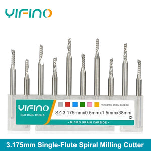 YIFINO 3.175 Single Flute Spiral Milling Cutter For Plastic Sheet Cnc Cutting Milling Cutter - AMICE ATON