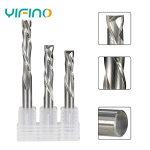 YIFINO 3.175mm Tungsten Steel Carbide 2-Flute Spiral Composite Milling Cutter CNC Mechanical Machining Endmills Tools - AMICE ATON