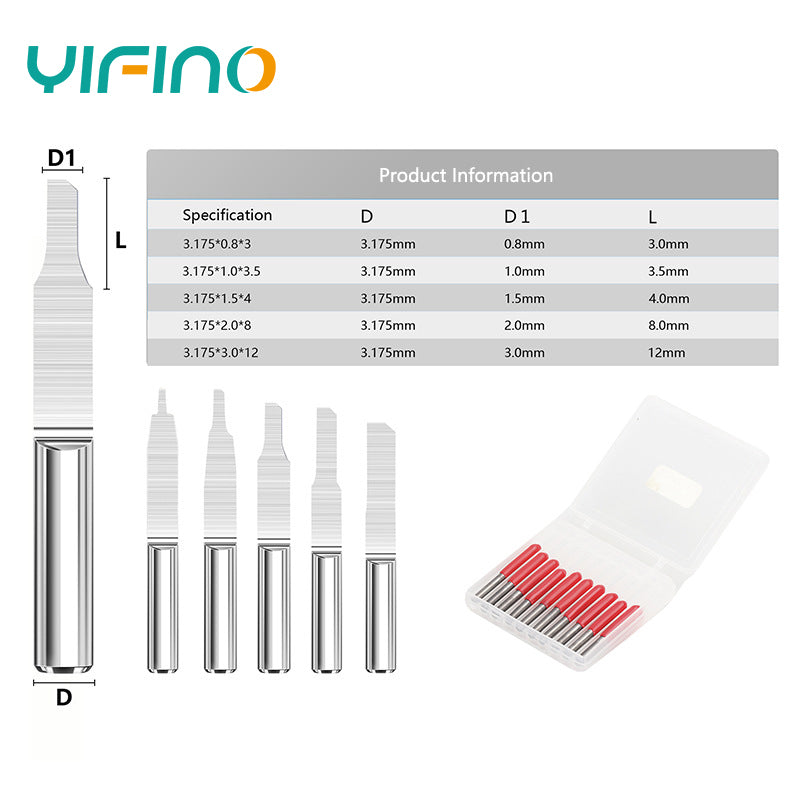 YIFINO Single Slot Column Cutter Cnc Milling Cutter Carving Drill Bit 3.175mm Shank Hard Alloy End Milling Cutter - AMICE ATON