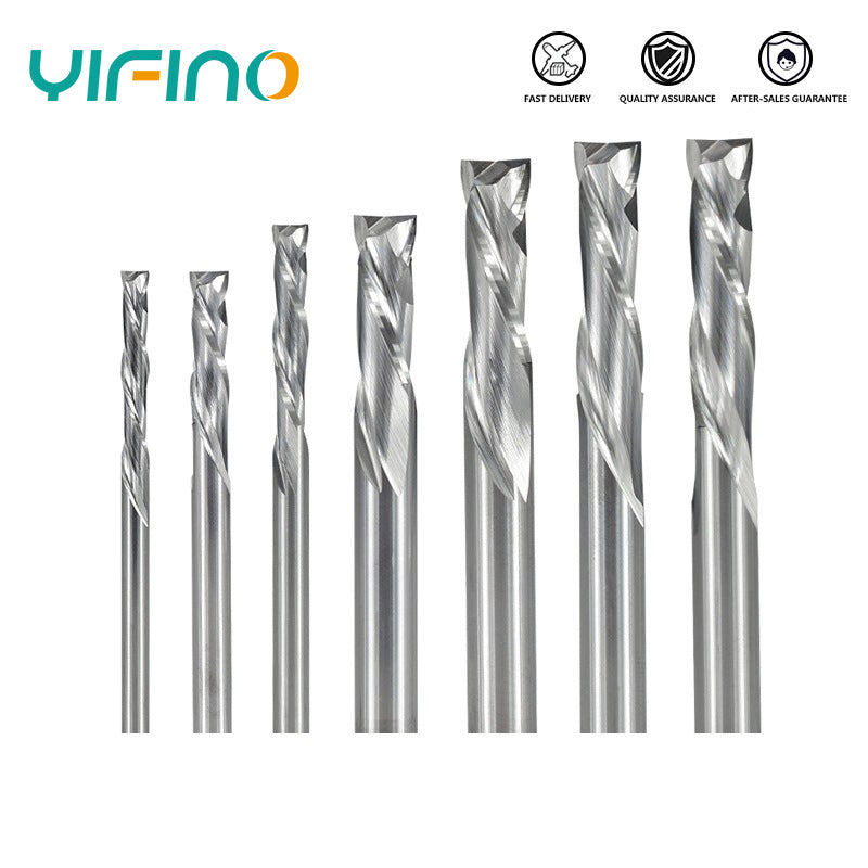 YIFINO 3.175mm Tungsten Steel Carbide 2-Flute Spiral Composite Milling Cutter CNC Mechanical Machining Endmills Tools - AMICE ATON