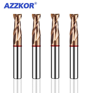 AZZKOR 2-Flute TGR-HRC55 Tungsten Steel Carbide Nano Coating Milling Cutter CNC Mechanical Machining Flat End Mills Tools 1-20mm