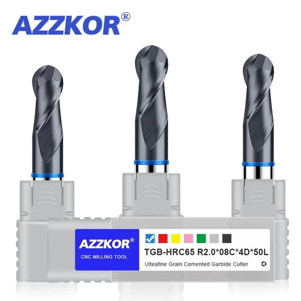 AZZKOR 2F Endmills Color-Ring Coating Tungsten Steel Carbide Ball End – AMICE ATON