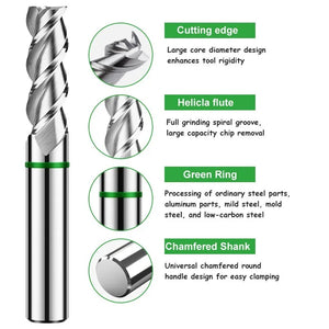 AZZKOR TGH-HRC50 3-Flute Tungsten Steel Carbide Woodworking Flat End Mill For CNC Mechanical Aluminum Milling Cutter Tool 1-20mm