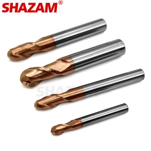 SHAZAM HRC55 2-Flute Milling Cutter Tungsten Steel Carbide Ball Nose End Mill For CNC Mechanical Metals Machining Endmill Tools - AMICE ATON