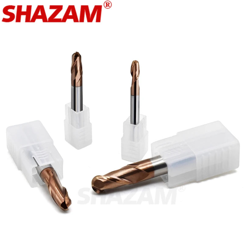 SHAZAM HRC65 4-Flute Alloy Coating Tungsten Steel Carbide Ball Nose Milling Cutter CNC Mechanical Machining Special Endmills - AMICE ATON