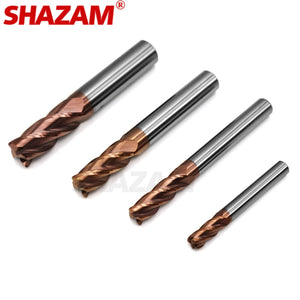 SHAZAM HRC55 4-Flute Endmill Tungsten Steel Carbide Nano Coating Flat End Mill For CNC Mechanical Machining Milling Cutter Tools - AMICE ATON