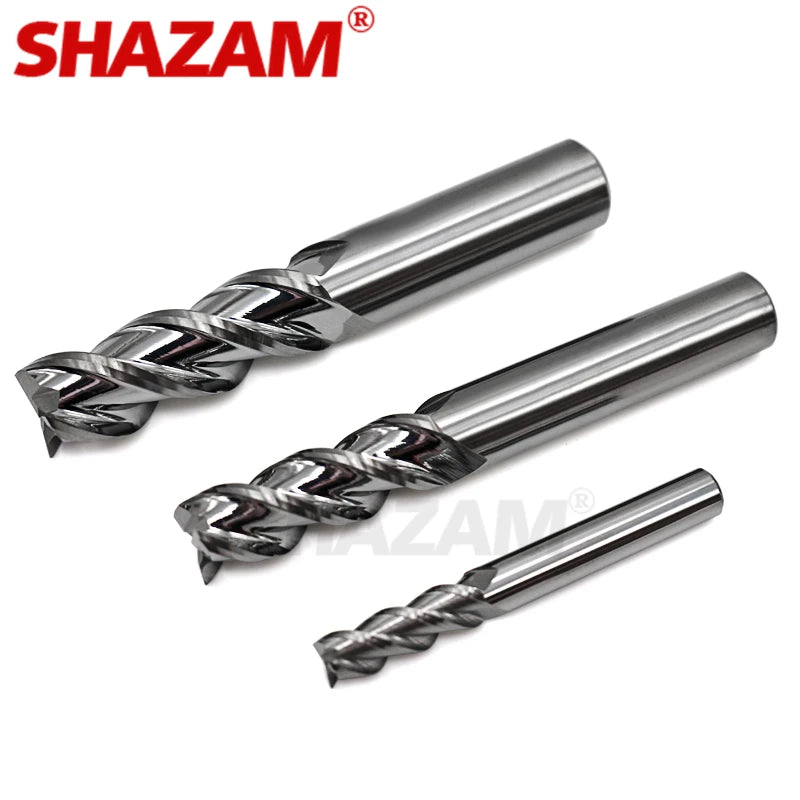 SHAZAM HRC55 For Aluminium Milling Cutter Tungsten Steel Carbide 3-Flute  Flat End Mill CNC Mechanical Machining Endmills Tools - AMICE ATON