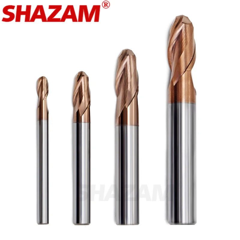 SHAZAM HRC65 4-Flute Alloy Coating Tungsten Steel Carbide Ball Nose Milling Cutter CNC Mechanical Machining Special Endmills - AMICE ATON