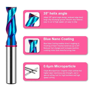 SHAZAM TGP-HRC70 2F Color Circle Flat End Mill Tungsten Steel Carbide Blue Coating  Milling Cutter For CNC Mechanical Endmills - AMICE ATON