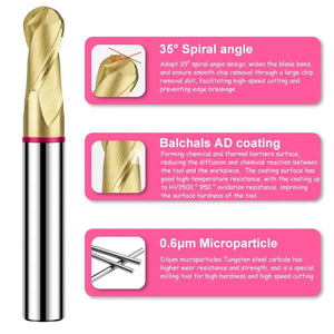 SHAZAM TGP-HRC70 4F Color Circle Ball End Mill Tungsten Steel Carbide Balchals AD Coating  Milling Cutter CNC Mechanical Endmill - AMICE ATON