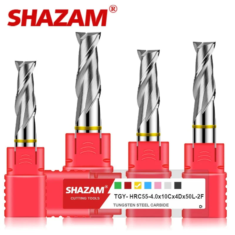 SHAZAM TGY-HRC55 2-Flute Color Circle Flat End Mill Tungsten Steel Carbide For Aluminu Milling Cutter CNC Machin Endmills Tools