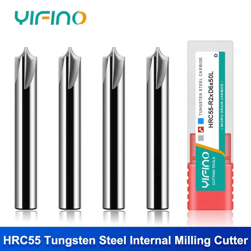 YIFINO Hrc55 Tungsten Internal Milling Cutter For Aluminum Arc R Angle Milling Cutter Tungsten Steel Chamfering Counter Cutter