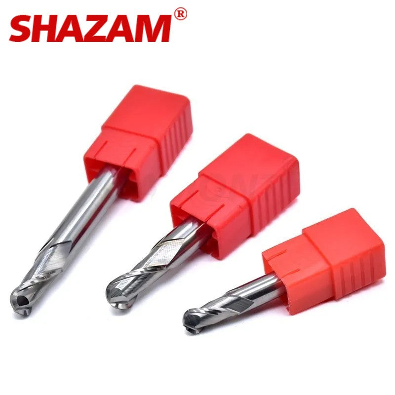 SHAZAM HRC55 2-Flute For Aluminum Ball End Mill Tungsten Steel Carbide Milling Cutter  CNC Mechanical Machining Endmills Tools - AMICE ATON