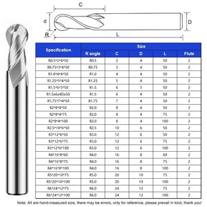 SHAZAM HRC55 2-Flute For Aluminum Ball End Mill Tungsten Steel Carbide Milling Cutter  CNC Mechanical Machining Endmills Tools - AMICE ATON