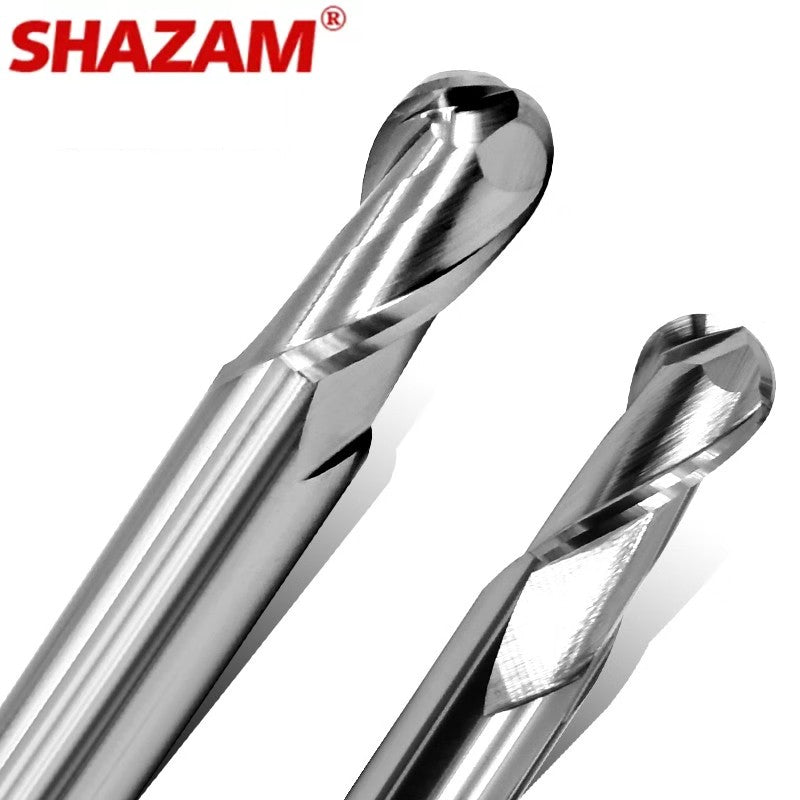 SHAZAM HRC50 2-Flute Ball Nose End Mill Tungsten Steel Carbide For Aluminum Milling Cutter CNC Mechanical Machining Endmill Tool - AMICE ATON