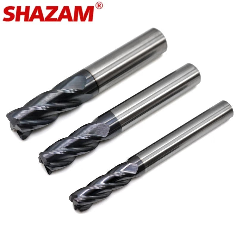 SHAZAM HRC50 4-Flute Nano Coating Round Nose Milling Cutter Tungsten Steel Carbide End Mill For CNC Machining Endmill Tools - AMICE ATON