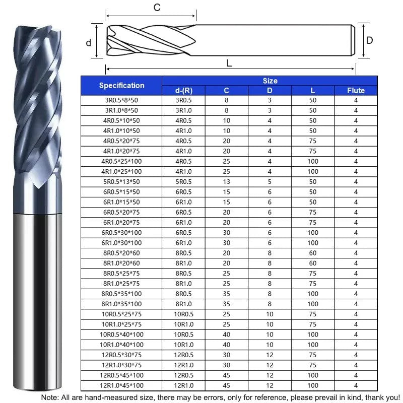 SHAZAM HRC50 4-Flute Nano Coating Round Nose Milling Cutter Tungsten Steel Carbide End Mill For CNC Machining Endmill Tools - AMICE ATON