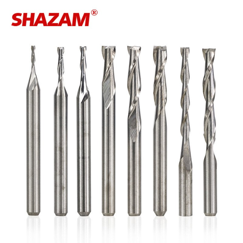 SHAZAM 3.175mm Tungsten Steel Carbide 2-Flute Spiral Flat End Milling Cutter CNC Mechanical Machining Endmills Tools - AMICE ATON