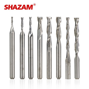 SHAZAM 3.175mm Tungsten Steel Carbide 2-Flute Spiral Flat End Milling Cutter CNC Mechanical Machining Endmills Tools - AMICE ATON