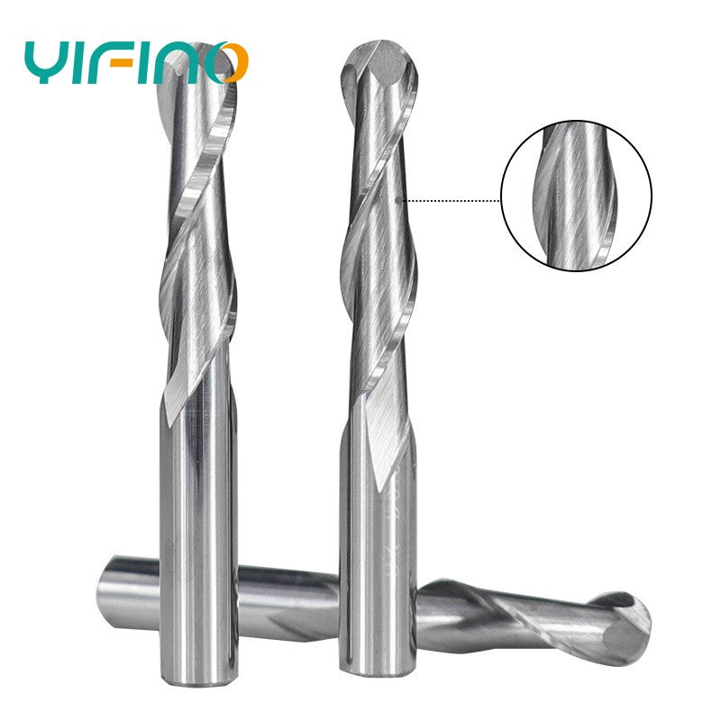 YIFINO New 3.175mm-6mm 2-Flute High-Speed Steel Spiral Ball End Milling Cutter