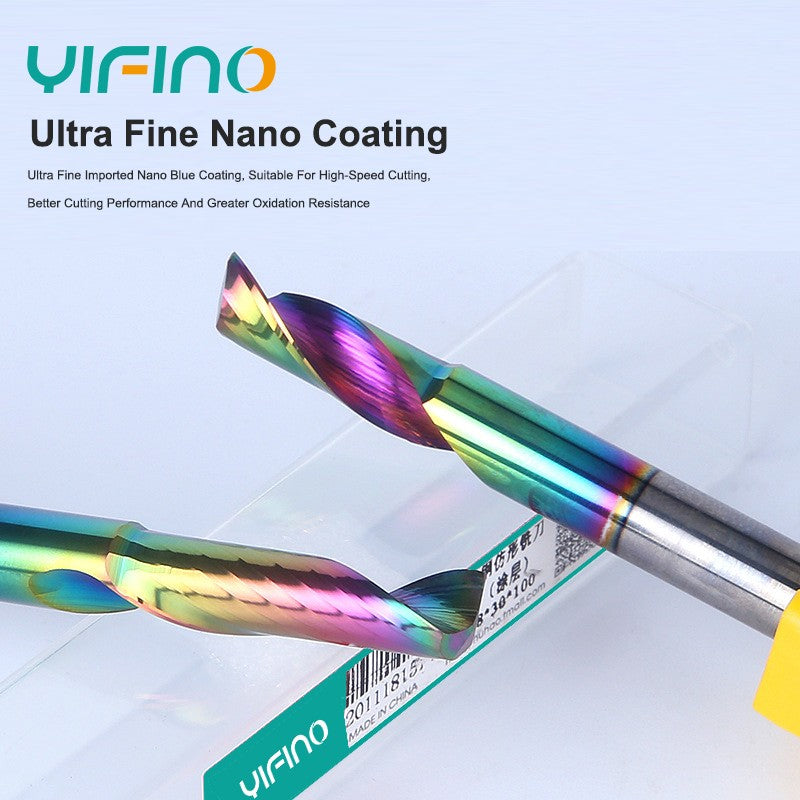 YIFINO Single Flute Profile Milling Cutter Aluminum Profile Alloy Door And Window Drilling And Milling Machine Tool Coating Profile Cutting Milling Cutter