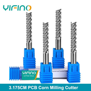 YIFINO Corn Milling Cutter Tungsten Steel PCB Circuit Board Woodworking Milling Cutter Set Cnc Cutting Tools