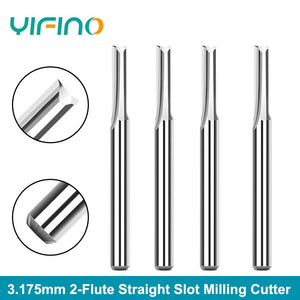 YIFINO Wholesale 3.175 Handle Double-Edge Straight Slot Milling Cutters With Silver Hard Alloy End Mills