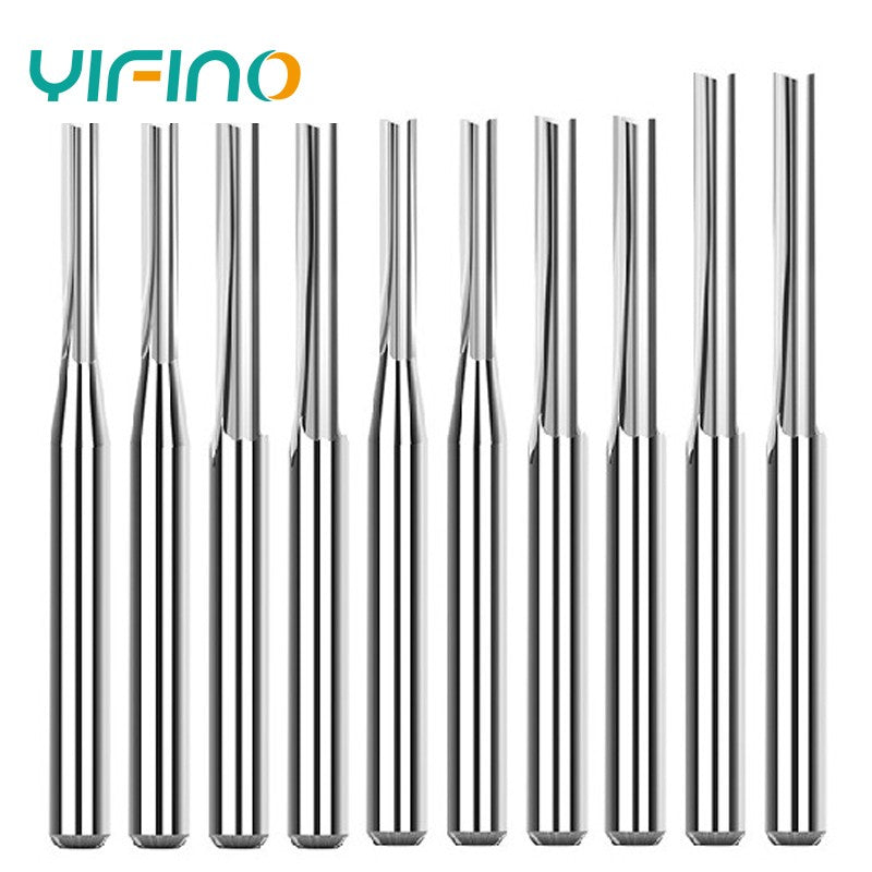 YIFINO Wholesale 3.175 Handle Double-Edge Straight Slot Milling Cutters With Silver Hard Alloy End Mills