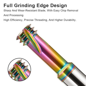 AZZKOR HRC65 Thread Milling Cutter Tungsten Steel Carbide Colorful coating For Aluminum Three Teeth Milling Cutter CNC Machining Center Tools