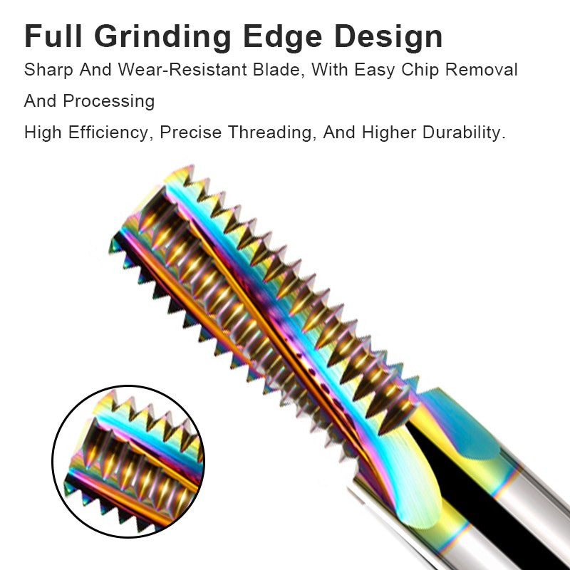 AZZKOR HRC65 Thread Milling Cutter Tungsten Steel Carbide Colorful Coating For Aluminum Full Teeth Milling Cutter CNC Machining Center Tools