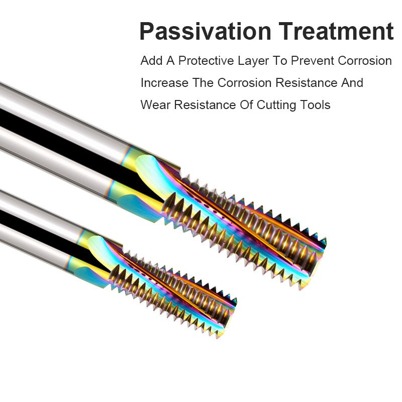 AZZKOR HRC65 Thread Milling Cutter Tungsten Steel Carbide Colorful Coating For Aluminum Full Teeth Milling Cutter CNC Machining Center Tools