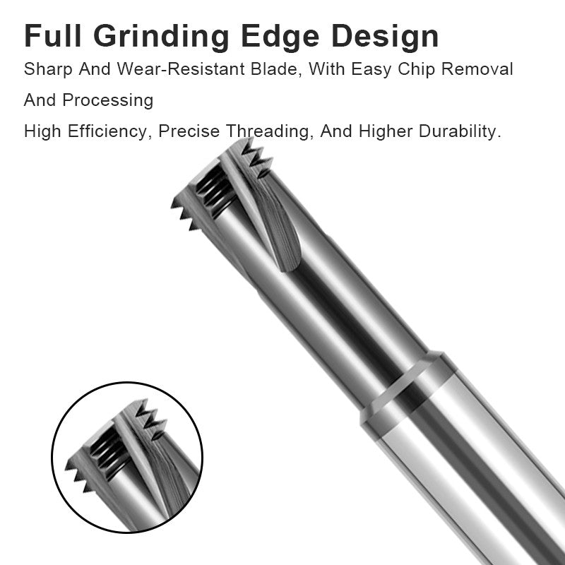 AZZKOR Pcd Diamond Thread Milling Cutter Three Tooth Tungsten Steel Thread Milling Cutter Cnc Machining Center Milling Cutter For Graphite Carbon Fiber