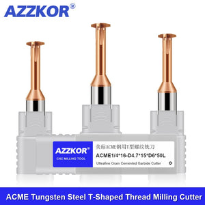 AZZKOR American Standard ACME National Standard TR Tungsten Steel T-Shaped Thread Milling Cutter Single Tooth Milling Cutter Steel CNC