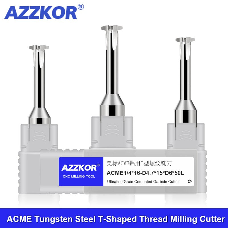 AZZKOR American Standard ACME National Standard TR Tungsten Steel T-Shaped Thread Milling Cutter Single Tooth Milling Cutter Steel CNC