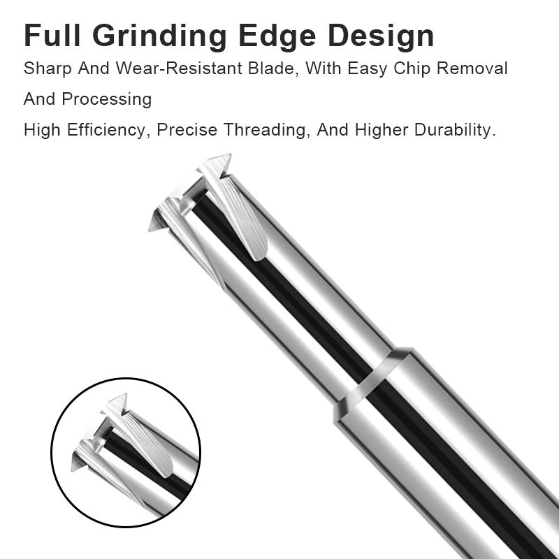 AZZKOR Tungsten Steel Carbide For Aluminum High Hardness Single Tooth Thread Cutter Range P0.5-3.5 Pitch Milling Cutter Thread Milling Cutter