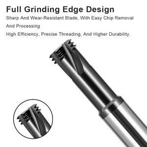 AZZKOR High Hardness Three teeth Coating Thread Milling Cutter Milling Cutter Machining Center Tungsten Steel Alloy Thread Cutter Ancient Black Coating