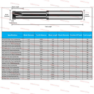 AZZKOR High Hardness Three teeth Coating Thread Milling Cutter Milling Cutter Machining Center Tungsten Steel Alloy Thread Cutter Ancient Black Coating