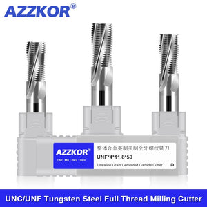 AZZKOR HRC65 High Hardness Full Tooth American Un \ Unf \ Unef Thread Milling Cutter For Full Tooth Row Thread Cutting Aluminium CNC Machining Center Tools